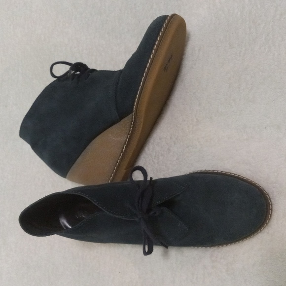 J. Crew MacAlister Dark Teal Suede Chukkas Wedge Booties NWOB - Picture 1 of 12